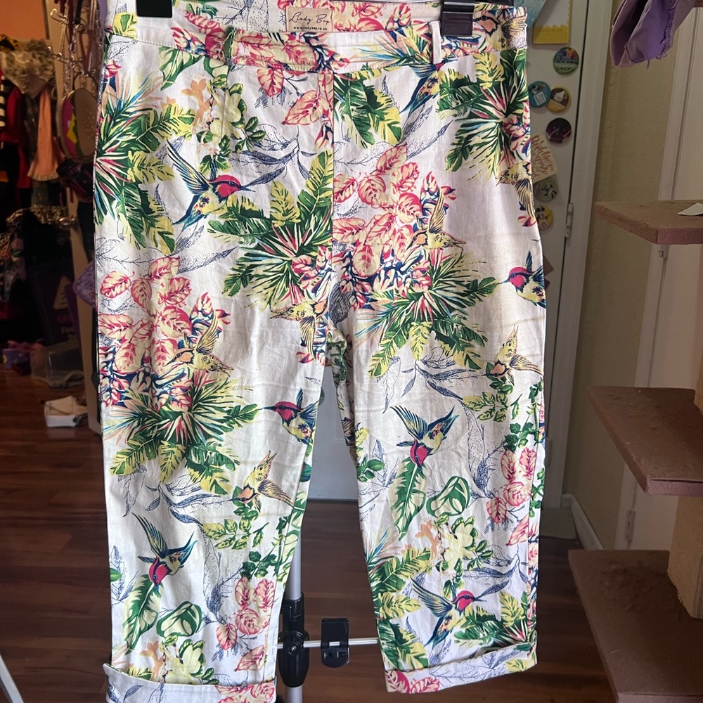 Floral Bird Print Pants